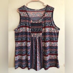 CB ESTABLISHED 1962 Womens Sleeveless Top Size XL Semi Loose Pleated Front